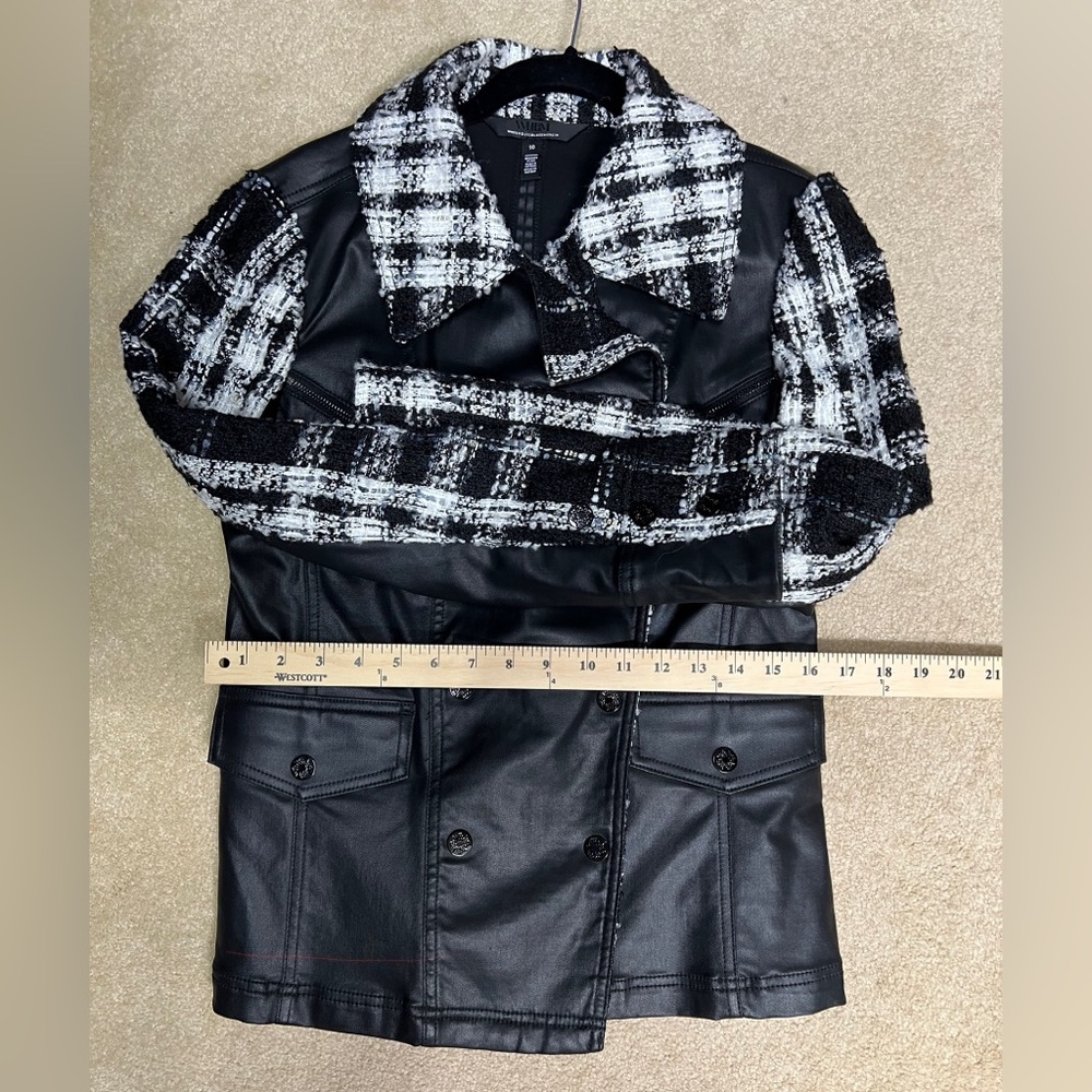 NWOT WHBM Tweed and Coated Black Denim Size 10 Blazer
